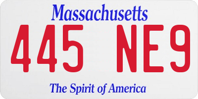 MA license plate 445NE9