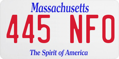 MA license plate 445NF0