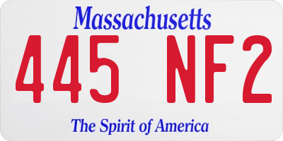 MA license plate 445NF2