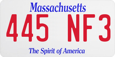 MA license plate 445NF3