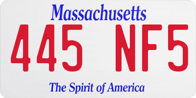 MA license plate 445NF5