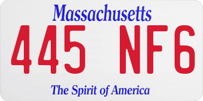 MA license plate 445NF6