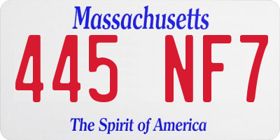 MA license plate 445NF7