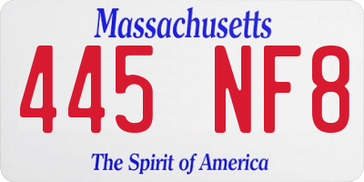 MA license plate 445NF8