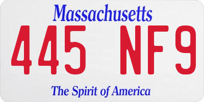 MA license plate 445NF9