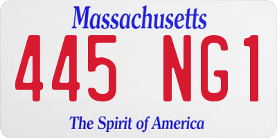 MA license plate 445NG1