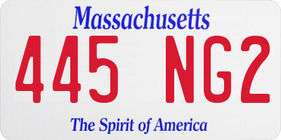 MA license plate 445NG2