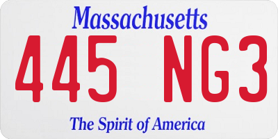 MA license plate 445NG3