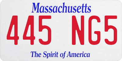 MA license plate 445NG5