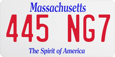 MA license plate 445NG7