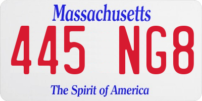 MA license plate 445NG8