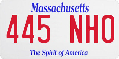 MA license plate 445NH0
