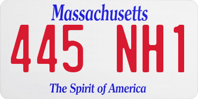 MA license plate 445NH1