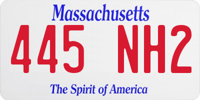 MA license plate 445NH2