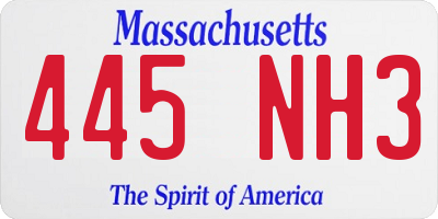 MA license plate 445NH3
