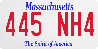 MA license plate 445NH4