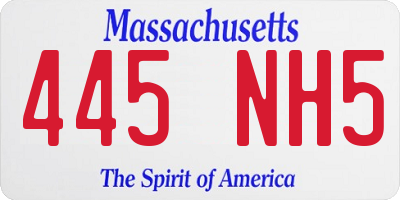 MA license plate 445NH5