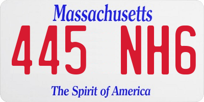 MA license plate 445NH6