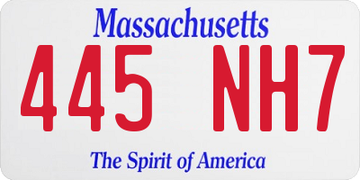 MA license plate 445NH7