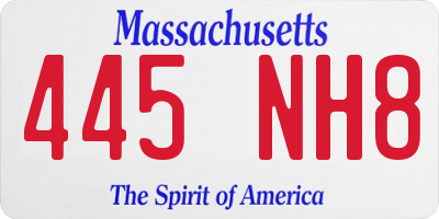 MA license plate 445NH8