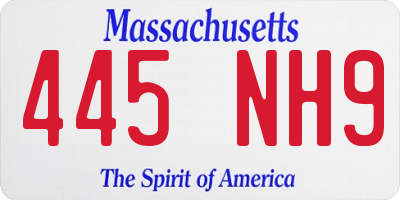 MA license plate 445NH9