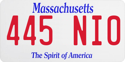 MA license plate 445NI0