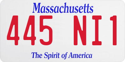 MA license plate 445NI1