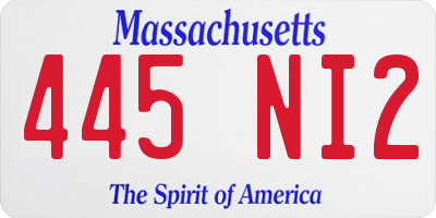 MA license plate 445NI2