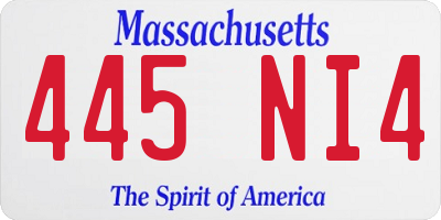 MA license plate 445NI4