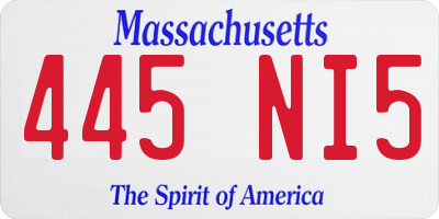 MA license plate 445NI5
