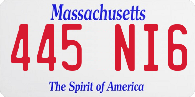 MA license plate 445NI6