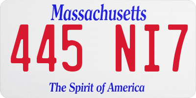 MA license plate 445NI7