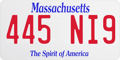 MA license plate 445NI9