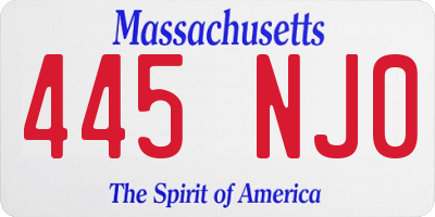 MA license plate 445NJ0