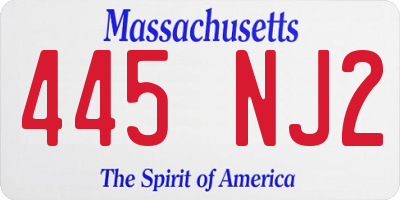 MA license plate 445NJ2