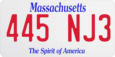 MA license plate 445NJ3