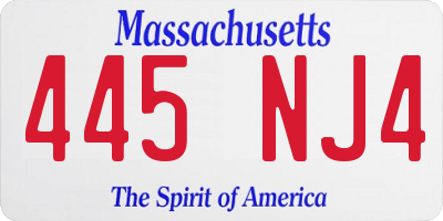 MA license plate 445NJ4