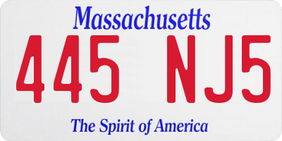 MA license plate 445NJ5
