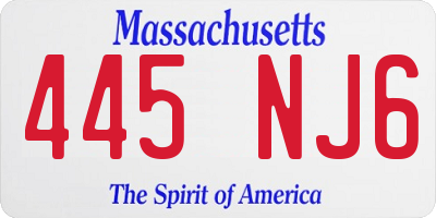 MA license plate 445NJ6