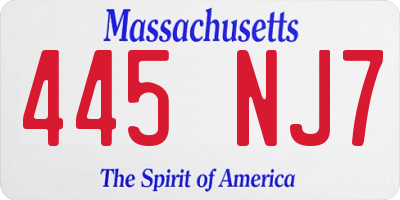 MA license plate 445NJ7