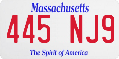 MA license plate 445NJ9