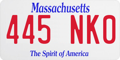 MA license plate 445NK0