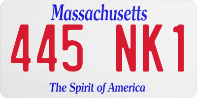 MA license plate 445NK1