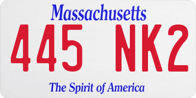 MA license plate 445NK2