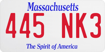 MA license plate 445NK3