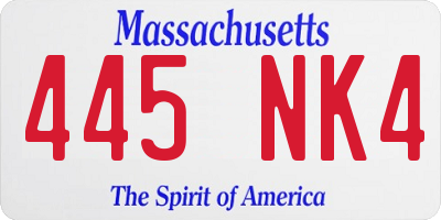 MA license plate 445NK4