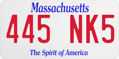 MA license plate 445NK5