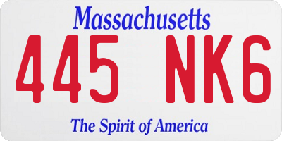 MA license plate 445NK6
