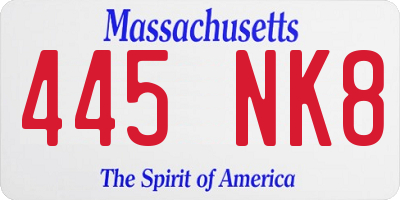 MA license plate 445NK8