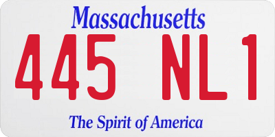 MA license plate 445NL1